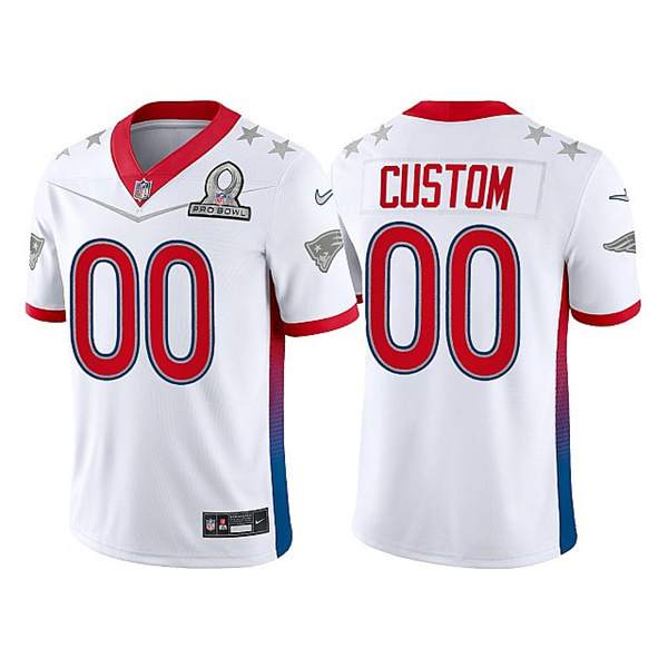 Men's New England Patriots ACTIVE PLAYER Custom 2022 White Pro Bowl Stitched Jersey Men's New England Patriots ACTIVE PLAYER Custom 2022 White Pro Bowl Stitched Jersey